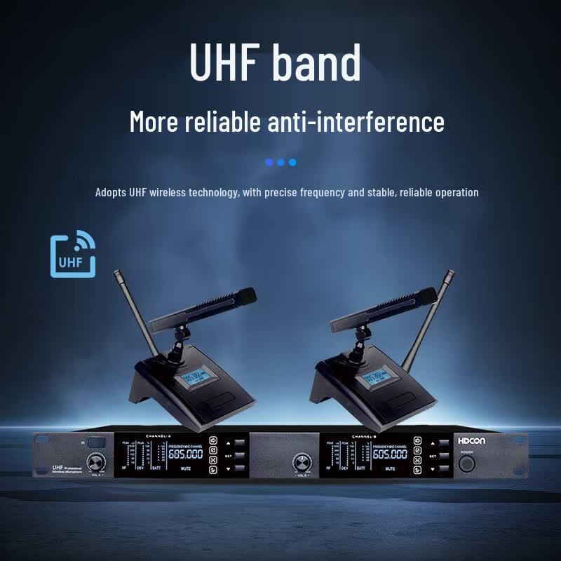 HDCON HT-D820D1 UHF Двухканальная Беспроводная Конференц-система с Настольными Микрофонами (Китайская версия)