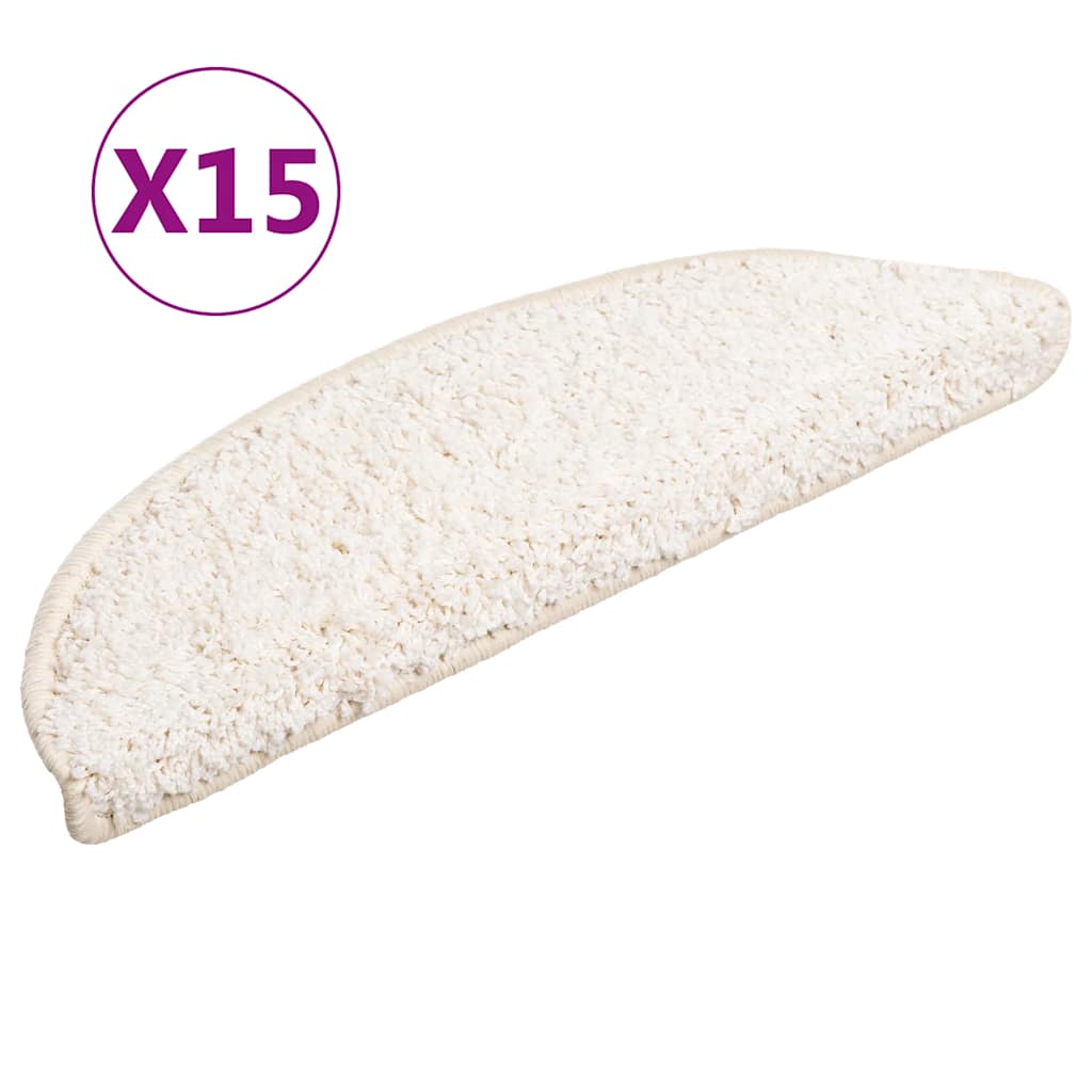 Step Mats 15 pcs. 56 x 17 x 3 cm White Semi Round