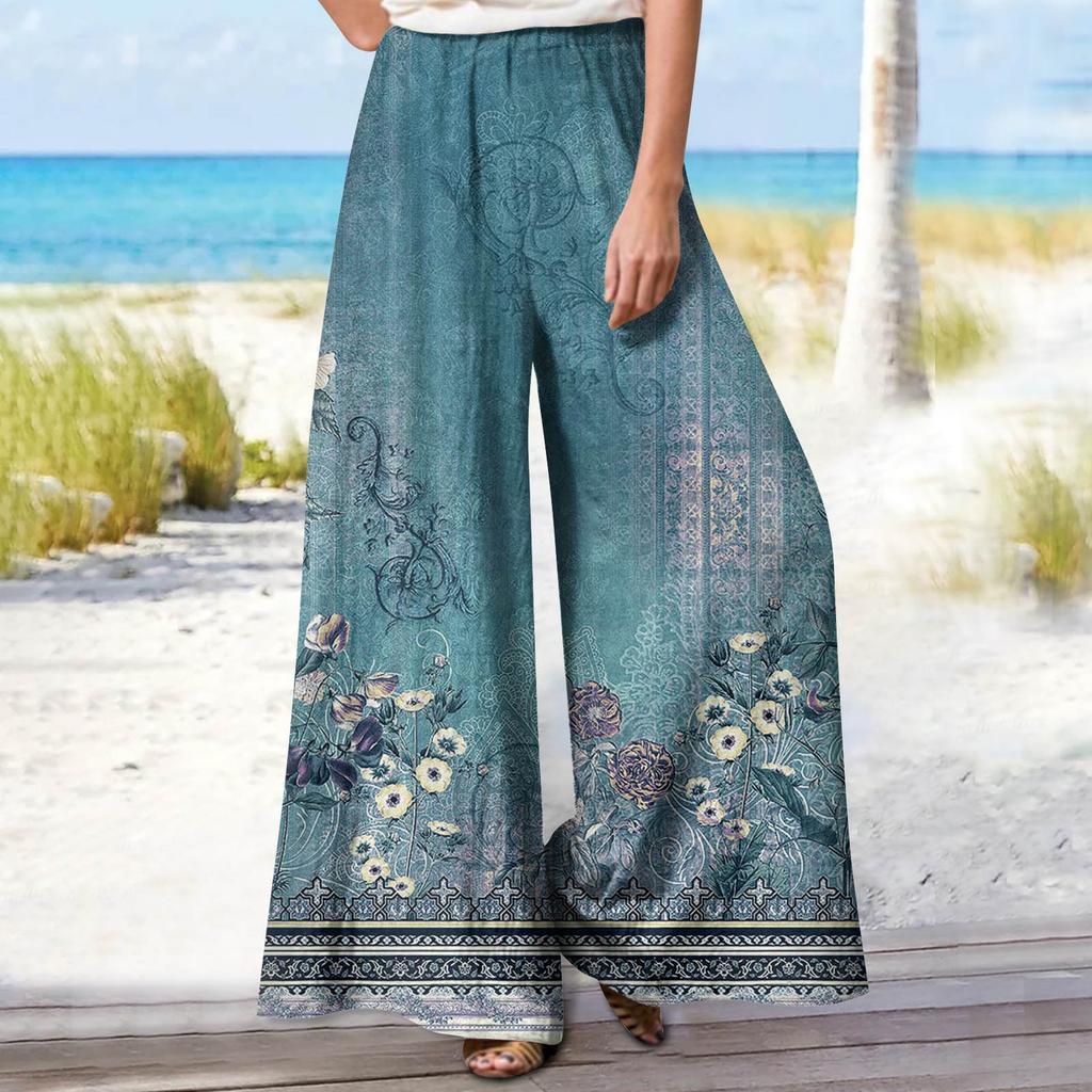 Женские летние свободные повседневные широкие брюки с эластичной резинкой на талии и брюками