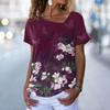 Модная женская футболка с нерегулярным вырезом, летние футболки с 3D цветочным принтом, женские свободные футболки для пар, топы с короткими рукавами, повседневные
