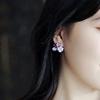 1 Pair Exquisite Charming Women Earrings Gift Rhinestone Purple Flower Stud