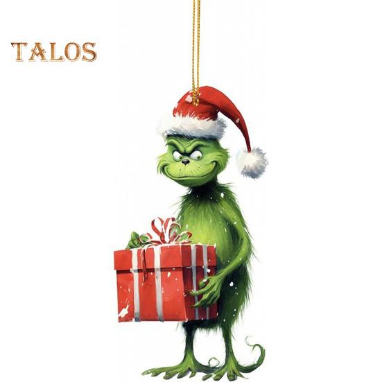 1/7Pcs Christmas Tree Ornaments Cartoon Green Elf Tree Hanging Decoration Acrylic Xmas Pendant for Holiday Car Window Wall Tree Decor