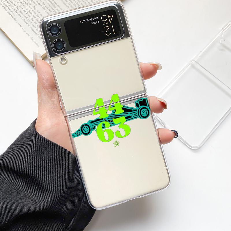 Чехол для Samsung Galaxy Z Flip 3 4 5 Жесткий Складной Прозрачный PC Бампер Номер F1 33 Для Samsung Z Flip 6 Задняя Крышка
