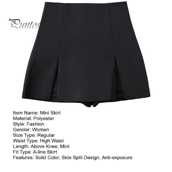 Женская мини-юбка с высокой талией и боковым разрезом, однотонная короткая юбка, дизайн трапециевидной формы, рабочая юбка с защитой от воздействия