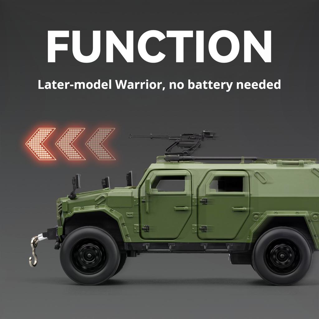 1/32 Dongfeng Mengshi Simulation Alloy Military Off-Road Armored Vehicle Model Pull Back Collectible Desktop Ornament