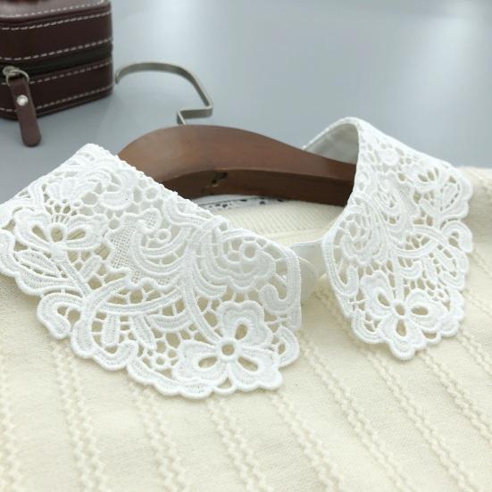 Fake Collar Embroidered Lace Flower Detachable Collar Women Solid Color Hollow Design False Collar Match for Tops Sweatshirts