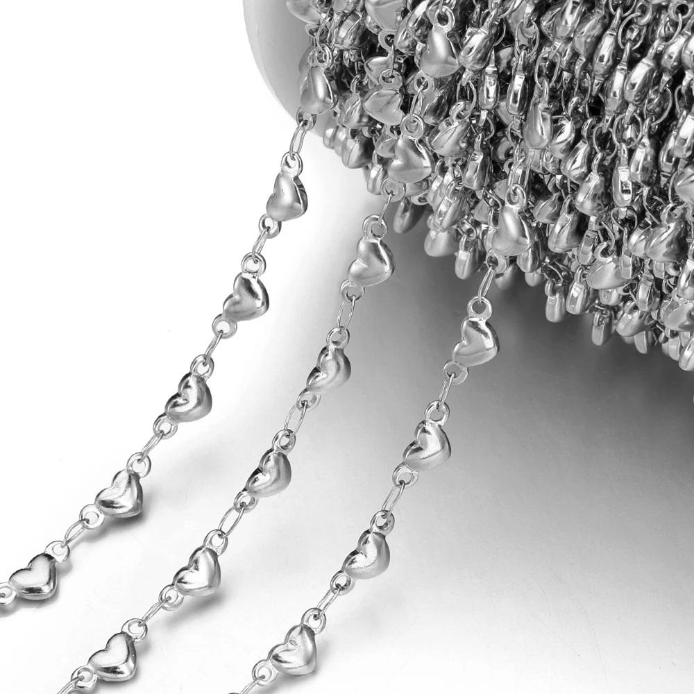 1M Stainless Steel Printed Dot Striped Square Necklace Chain Geometry Link Chains DIY Bracelet Accessory Jewelry Making Supplies