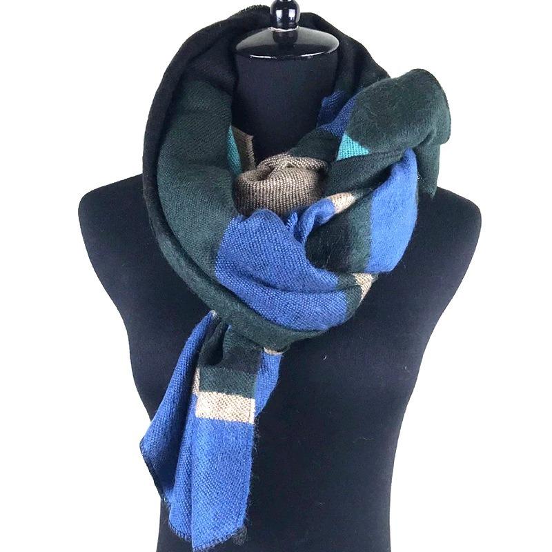 Yang Mi Shawl Women's Autumn and Winter Warmth Imitation Cashmere Thickened Short Beard British Plaid Scarf Light Luxury