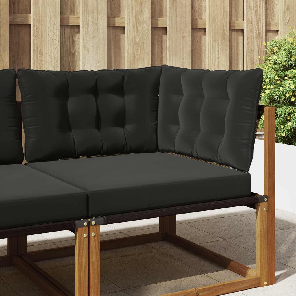 Outdoor Sofa Cushions 3 pcs Black Polyester