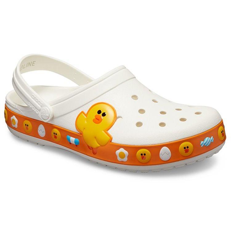 Crocs Классические клоги Line Friends EVA с круглым носком и перфорацией, унисекс, белые/желтые 205791-100