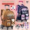Large Capacity Climbing Stairs Cartoon Trolley Backpack for Primary School Kids Grades 1-3, 6