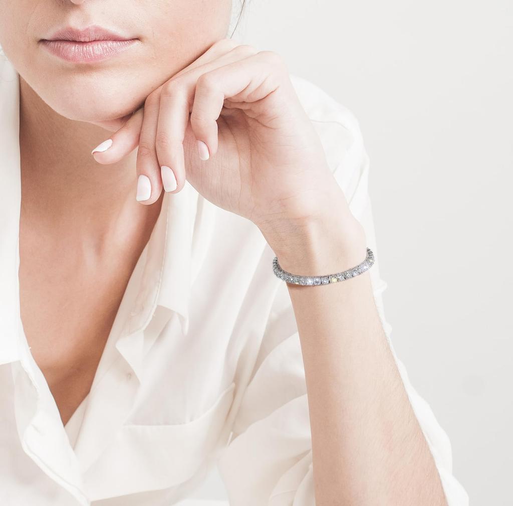 KRKC Moissanite Tennis S925 Simulated White Gold Carats Luxury Gift Box Bracelet Women's Bracelet, Silver, Diamonds, Plated, 2.1-12.3 Total,