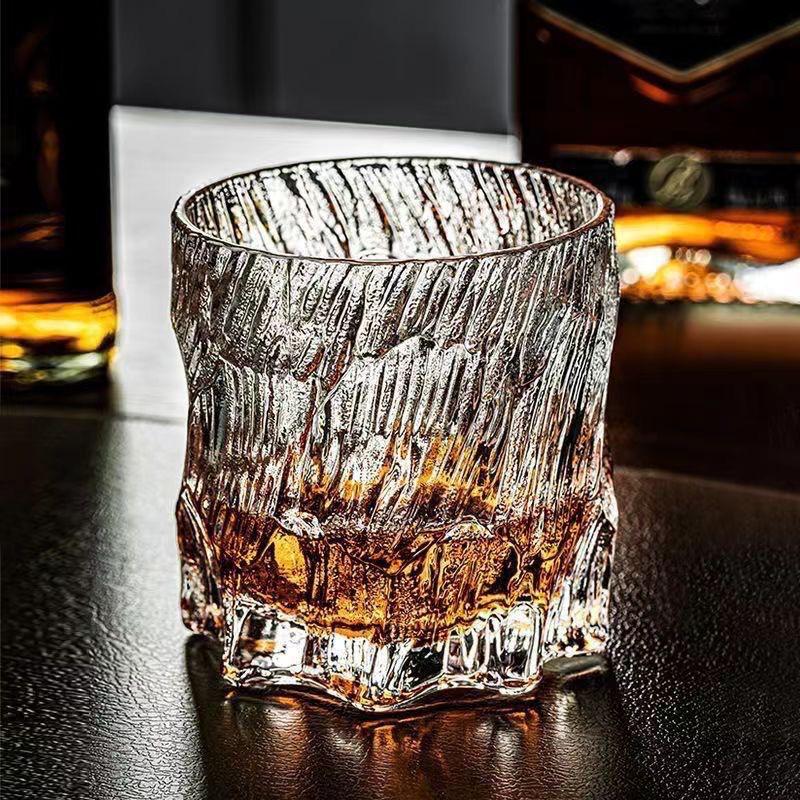 Стеклянный бокал для виски Black Ice Luxury с чеканным узором - Высокоэстетичный креативный винный бокал для KTV