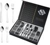 Набор столовых приборов на 6 персон из нержавеющей стали для десерта, роскошная посуда в западном стиле, посудомоечная машина для свадьбы, коробка для хранения, в комплект входит 30 предметов, нож, ложка,