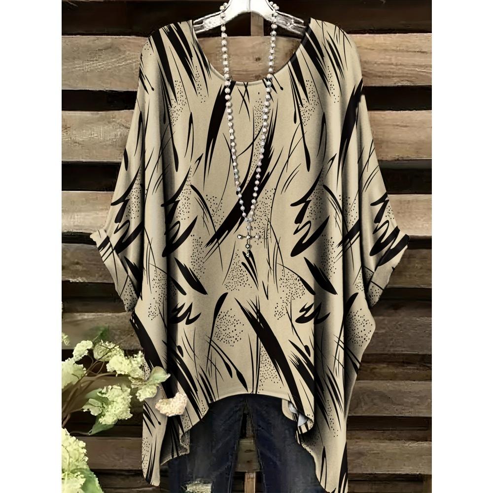 Summer Women's Elegant Black Striped Print T-Shirt Clothes Comfortable Versatile Round Neck Casual Loose Women Short Sleeve Tee