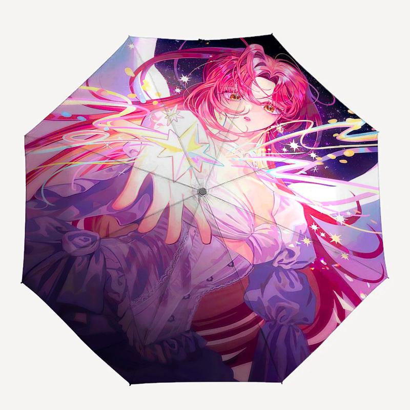 1pc Magical Girl Outdoor Umbrella - Automatic Opening/Closing, 3-Fold Design, Starry Sky Print, Perfect Gift for Fans, Travelers, Daily Use.J069
