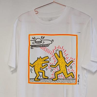 Винтажная Белая Футболка Keith Haring с Автографами Группы Унисекс Концертная S до 5XL CR339 Унисекс Футболка