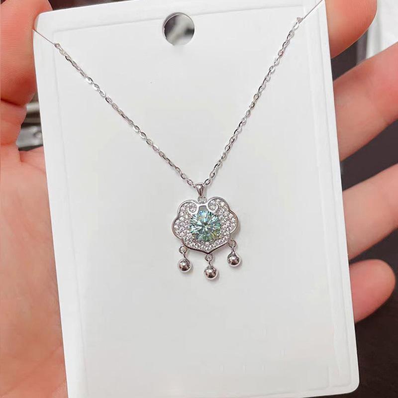 Серебряное ожерелье S925 с замком безопасности и кисточками, серебряные бусины, ключица, женское, легкое, роскошное, высокого качества, в китайском стиле