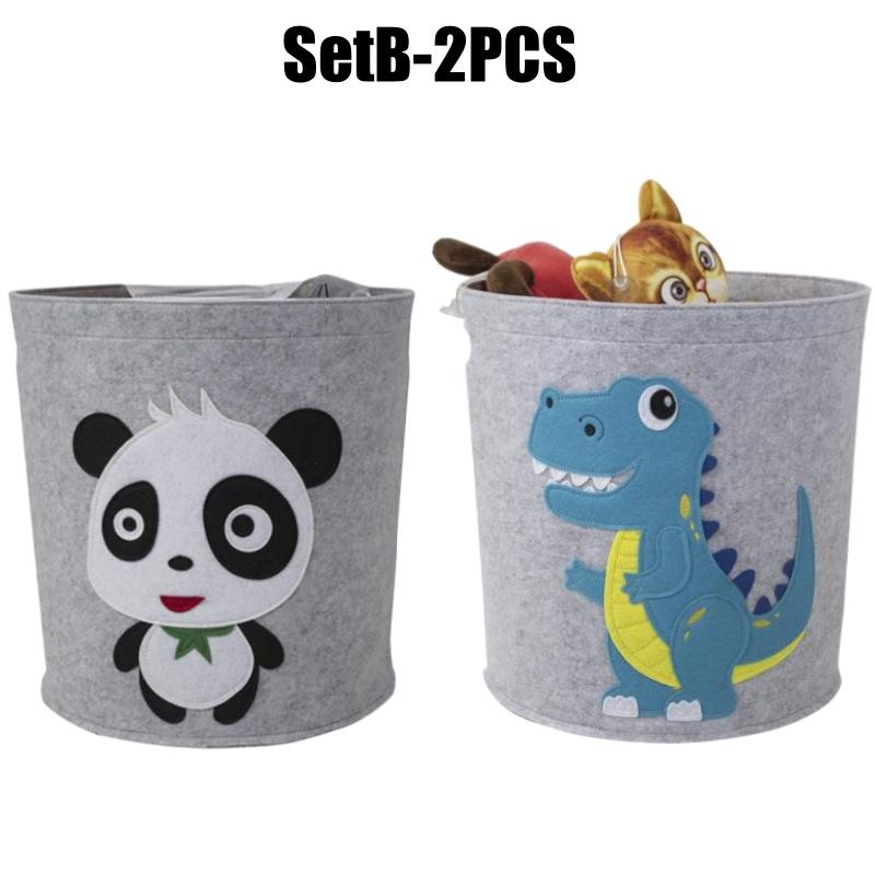 Adorable Cartoon Animal Felt Storage Bin Kids Toy Organizer Large Capacity Laundry Basket for Room Cloth Organizing Baskets