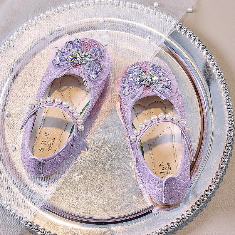 Autumn 2025 Korean Style Glossy Princess Girls' Closed-Toe Soft Sole Shoes for Stage Performance