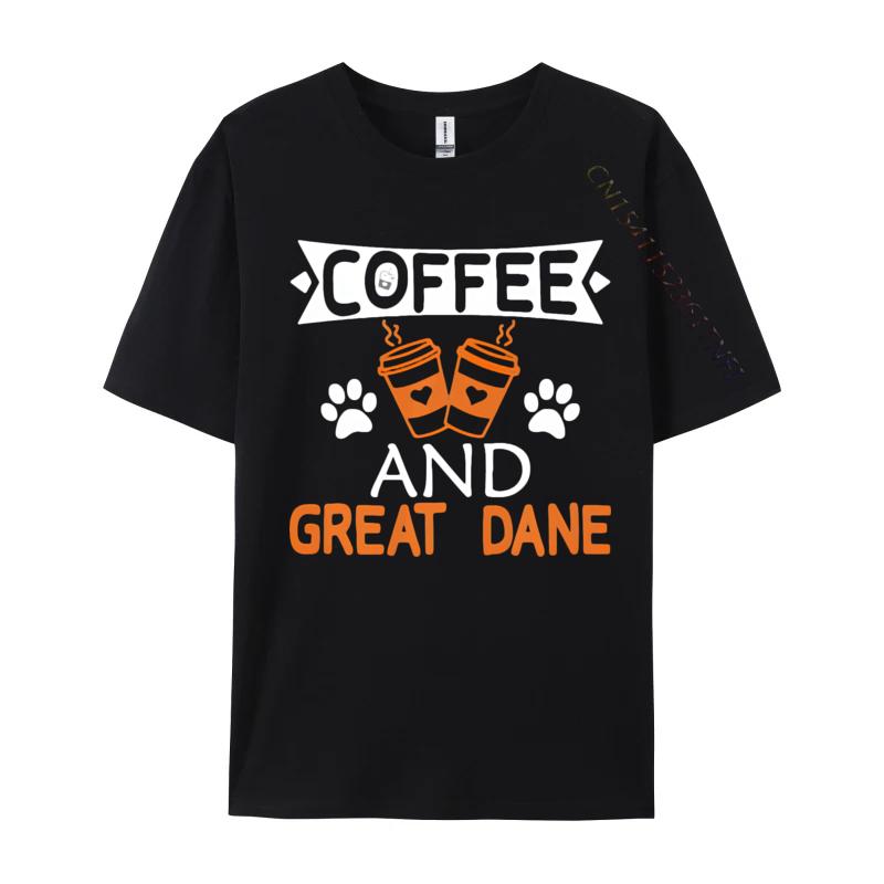 Coffee And Great Dane Dog Lover Cute Tshirts Cotton Tops Shirts for Men Customized T Shirt Japan Style Graphic