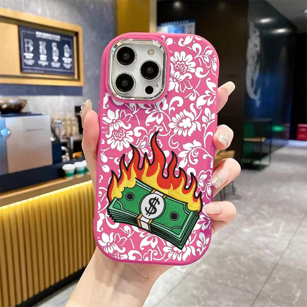Phone case: 2D flat design suitable for iPhone 18 17 16 15 14 13 Pro cases, couple style, red and yellow flames, Christmas and Halloween gifts