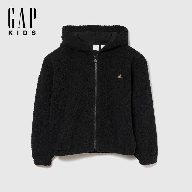 GAP Girl's Faux Lamb Wool Bear Embroidery Hoodie
