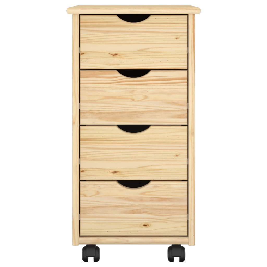 Mobile Cabinet with Wheels Brown 65.5 x 34 x 39 cm Solid Pine Wood