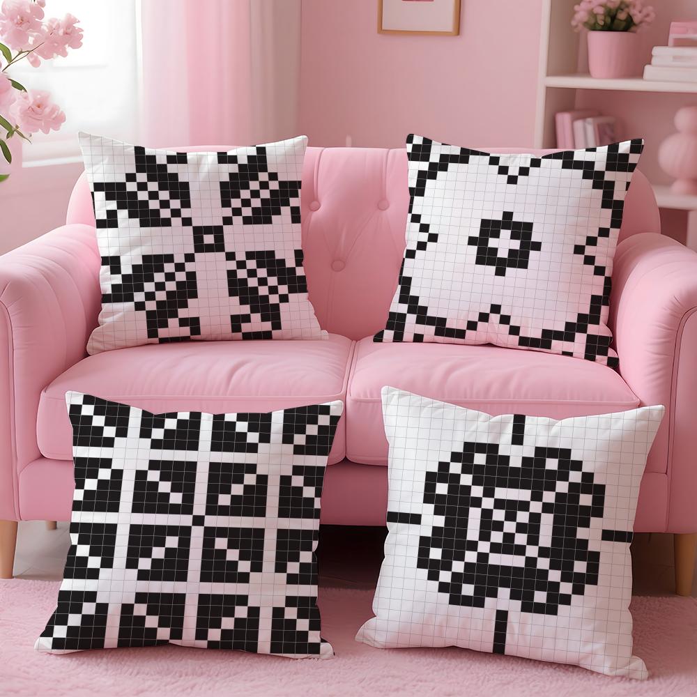 Pixel art print texture Cushion Cover Pillow Case Soft Friendly Fabric  Concealed Zipper