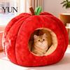 Soft Cotton Cat Sleeping Bag Apple-Shaped Cave Bed, Plush Pet Hideaway with Removable Cushion, Warm Indoor Hideout for Winter Cozy Enclosed Bed Small