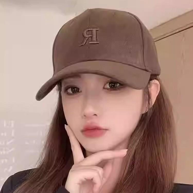 Maillard baseball cap women's coffee color letter wide brim showing face small cap hard top big head circumference deep top hat
