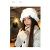 Women Winter Thick Warm Knit Fisherman Hat White Rabbit Fur Small Face Cap