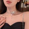 Shiny Full  Butterfly Choker Necklace For Women Luxury Silver Color Bling  Clavicle Chain Necklace Jewelry