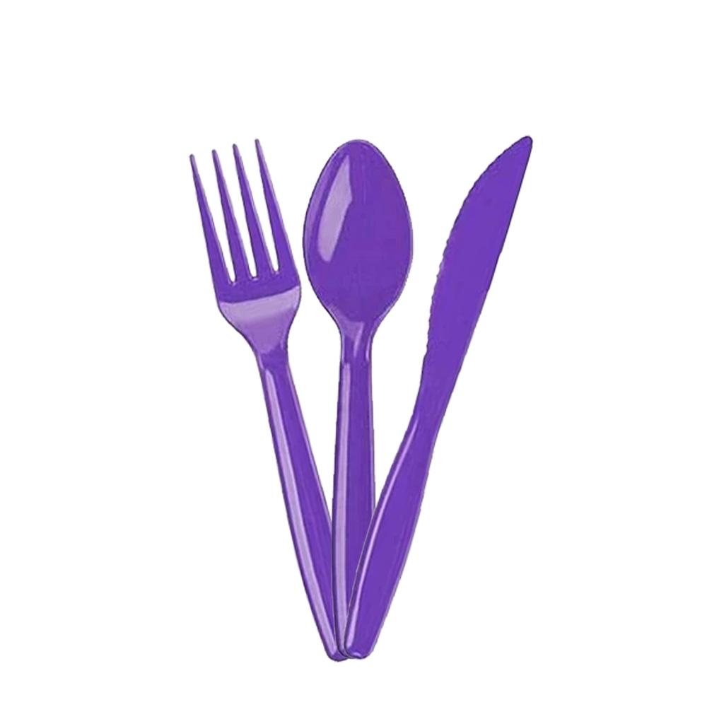 Cicimini Solid Color Tableware Knives Forks And Spoons Red Pink Purple  Black Green Yellow Wedding Birthday Disposable Tableware