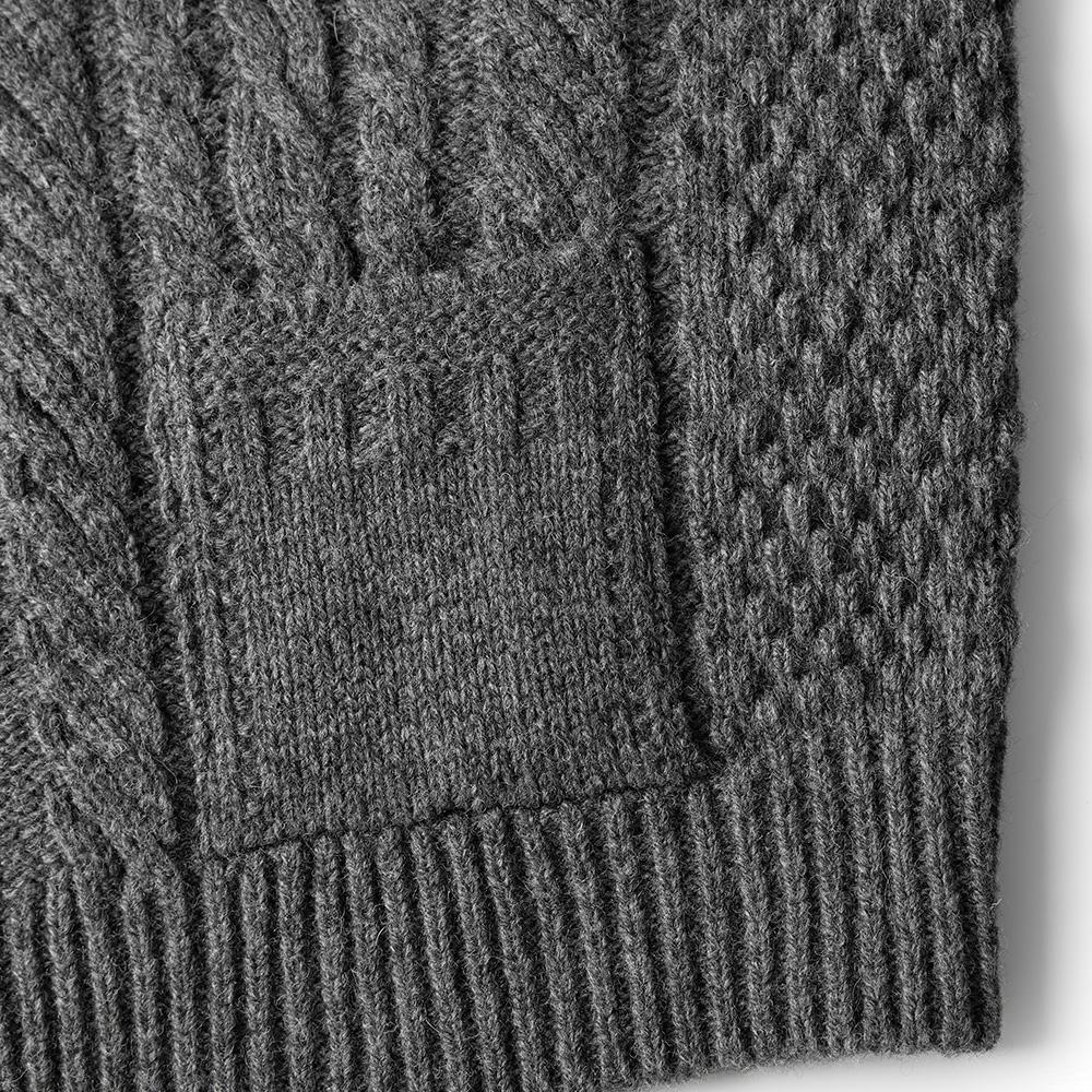 Свитер с карманами Aran из шерсти Shetland Geonjiulleunseu - Серый