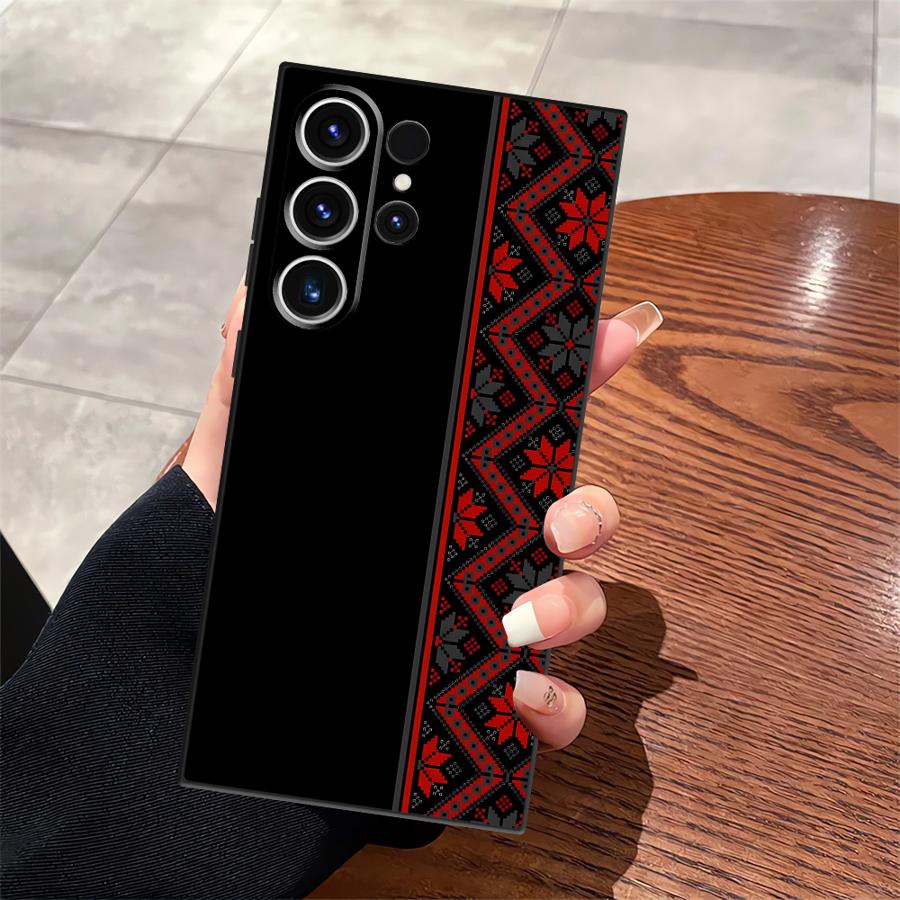 Ретро Этнический Узор Тотем Черный Мягкий Чехол для Телефона для Samsung Galaxy S21 FE S25 Edge S23 Ultra S24 Plus S20