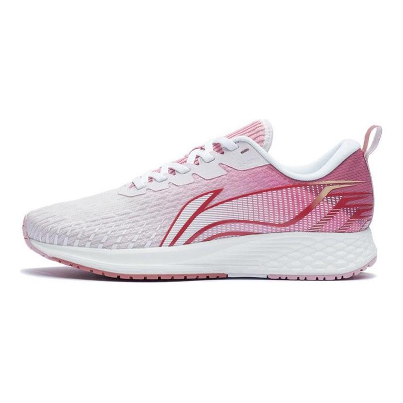 Li Ning Ткань Нескользящая и Дышащая Низкие Беговые Кроссовки Женские Белый Красный ARMR022-7