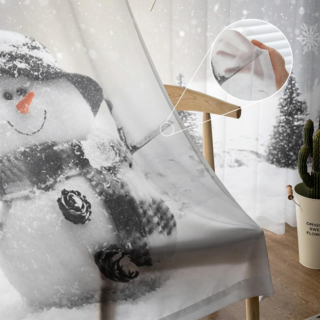 Рождественские Зимние Снеговики Снежинки Прозрачные Шторы Рождественские Украшения Для Дома Оконные Тюль Шторы Для Гостиной Спальни