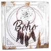 [P8773] - 'Boho' Gray Beige Brown Wooden Frame (dreamcatcher) - 30x30 Cm