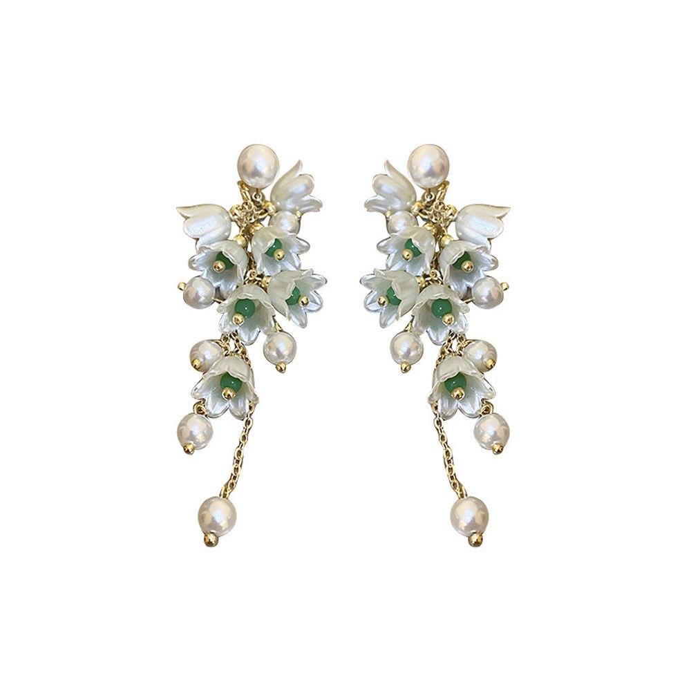 Tassel Sweet Flower Lovely Pearl Earrings Female Earrings Dangle Earrings Korean Style Ear Drop
