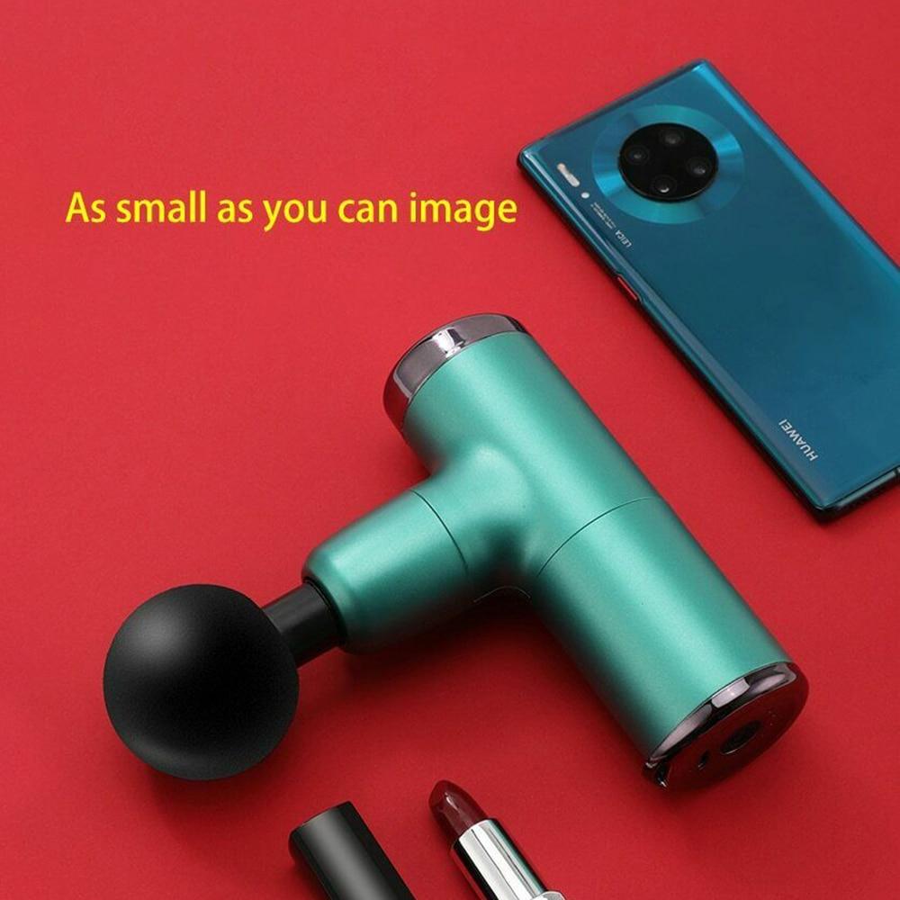 Мини фасциальный пистолет для глубокотканного вибрационного массажа, устройство для облегчения боли, 4 сменные массажные головки, USB-массажер для тела