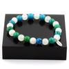 Stones and Minerals. Chrysocolla + Moonstone Beads Bracelet 8 Mm. Made In France.