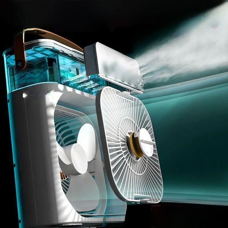 2024 НОВЫЙ Портативный Вентилятор Кондиционеры USB Электрический Вентилятор Светодиодный Ночник Водяной Туман Fun 3 В 1 Увлажнитель Воздуха для Домашнего Автомобиля