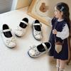 Весенне-осенние детские кожаные туфли для девочек Корейские детские туфли на мягкой подошве с бантом Противоскользящие Модные туфли-лодочки Принцессы