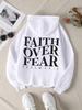 Faith Overcomes Fear: Christian Jesus Bible Text Print Men's Hoodie, Autumn/Winter Fashion Hoodie, Unisex