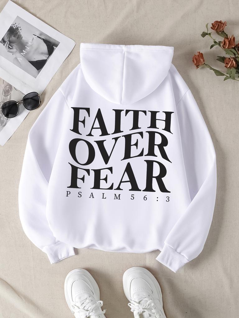 Faith Overcomes Fear: Christian Jesus Bible Text Print Men's Hoodie, Autumn/Winter Fashion Hoodie, Unisex