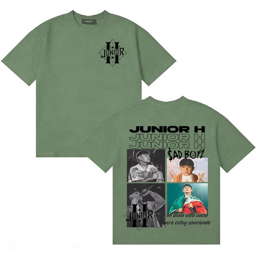 Rapper Junior H Album Cover High Quality T Shirt Unisex Women Aesthetic Short Sleeve Double Sided Print Y2K Oversized Tee Teenagers