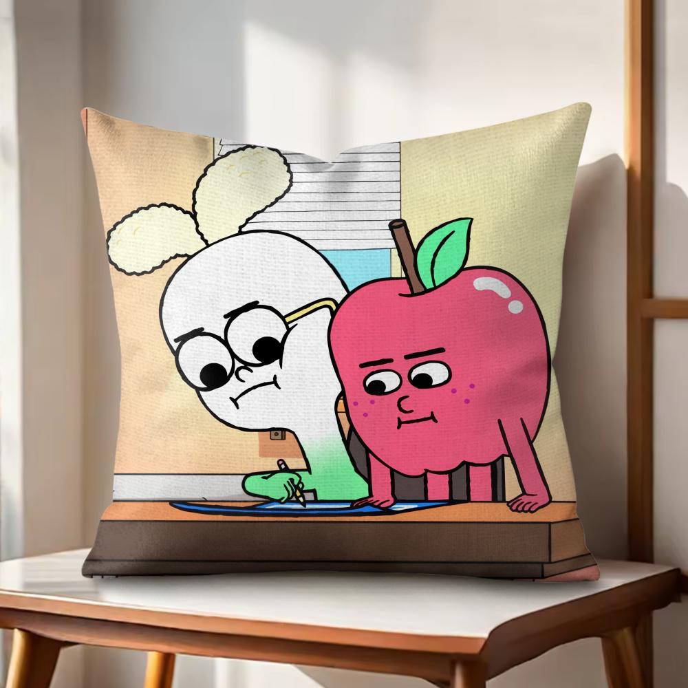 Anime Food AAppleSOnionS Cushion Cover Natural Linen Organic Fabric DoubleSided Printing Couch Pillow Covers Home Decor