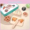 Simulation Wooden Funny Velcro Bread Cutting Game Children Toy Set For Kid Gift