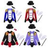 Kids Circus Costume Set Long Sleeve Lapel Tassel Shoulder Back Zipper Leotard Bow Tie Hat Magic Wand Gloves Halloween Performance